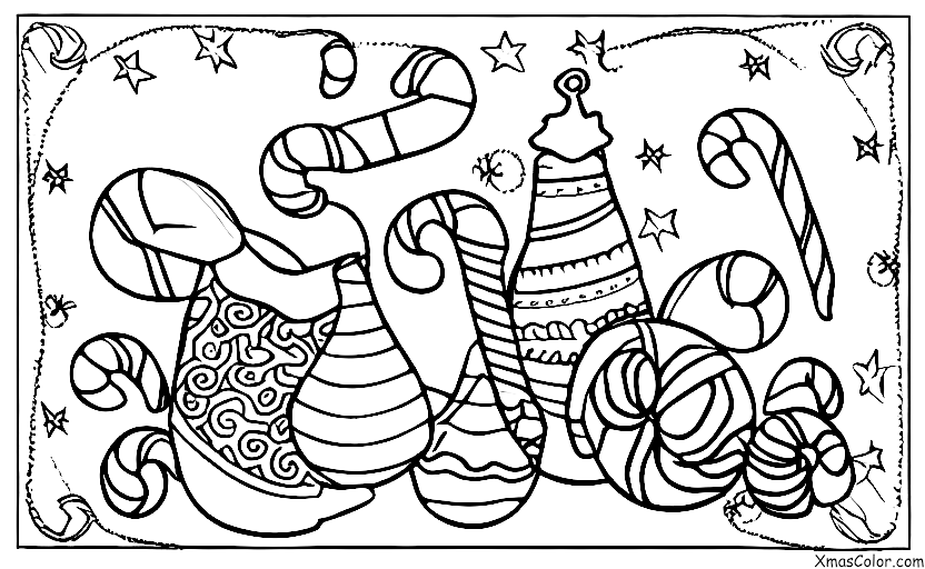 Christmas / Eggnog: A glass of eggnog with a candy cane