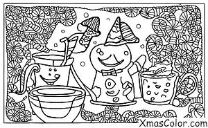 Christmas / Eggnog: A mug of eggnog with a gingerbread man