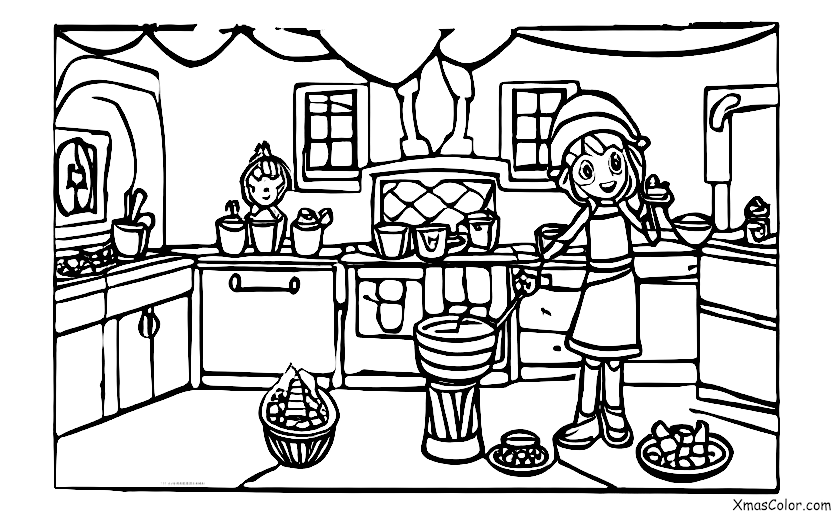 Christmas / Elves: An elf cooking in the kitchen