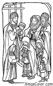 Christmas / Epiphany: The Three Kings arriving at the stable