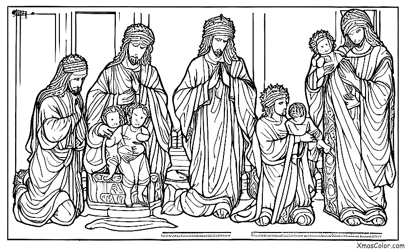 Christmas / Epiphany: The Three Kings worshiping baby Jesus