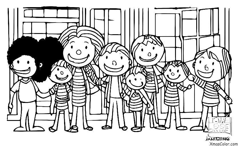 Christmas / Family: A family caroling together