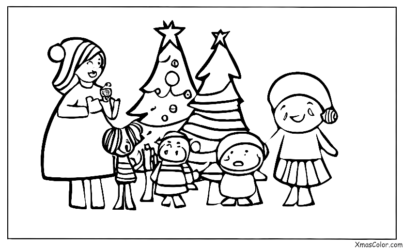 Christmas / Family: A family gathering around the Christmas tree