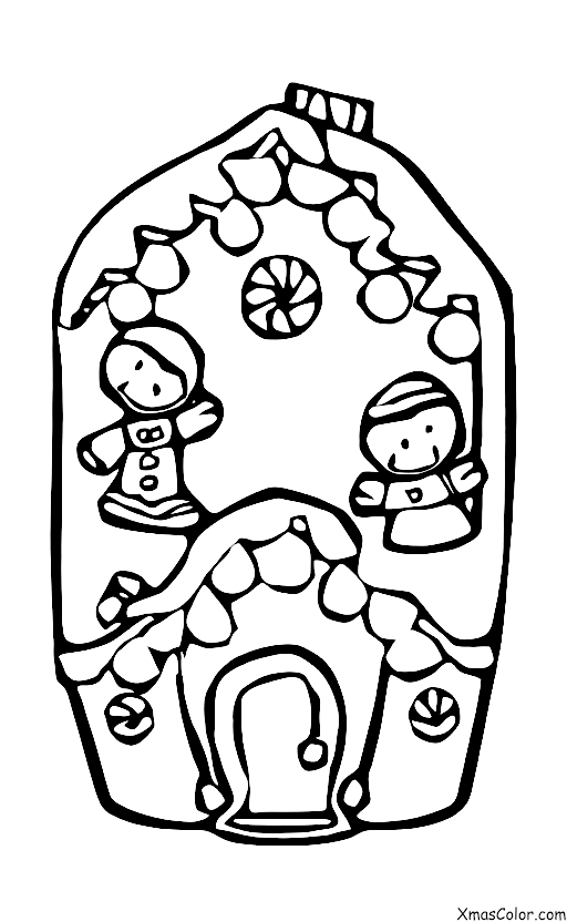 Christmas / Family: A family making a gingerbread house together