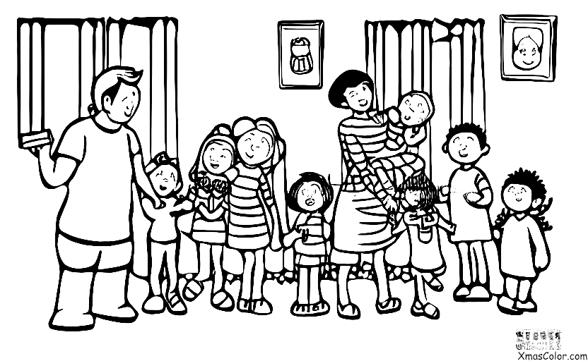 Christmas / Family: A family opening presents