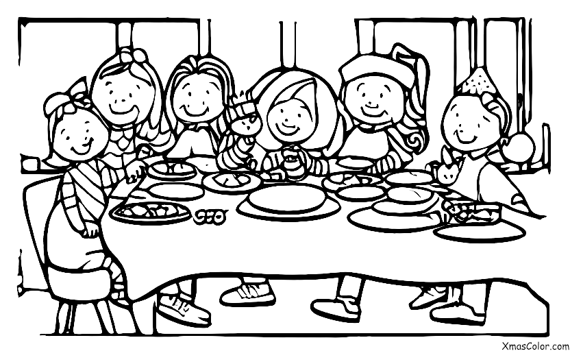 Christmas / Family: The whole family enjoys a big Christmas dinner together