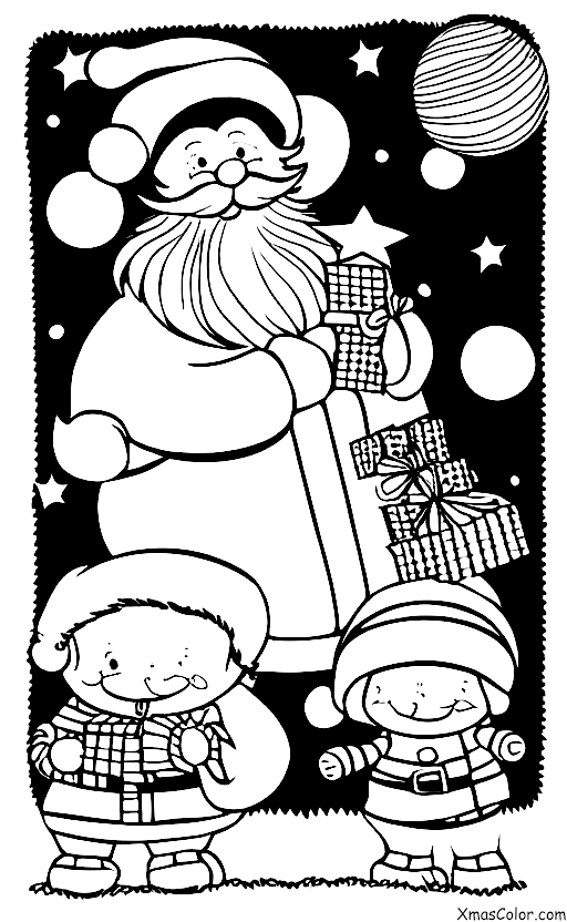 Christmas / Feliz Navidad: Santa Claus delivering presents to all the good little girls and boys