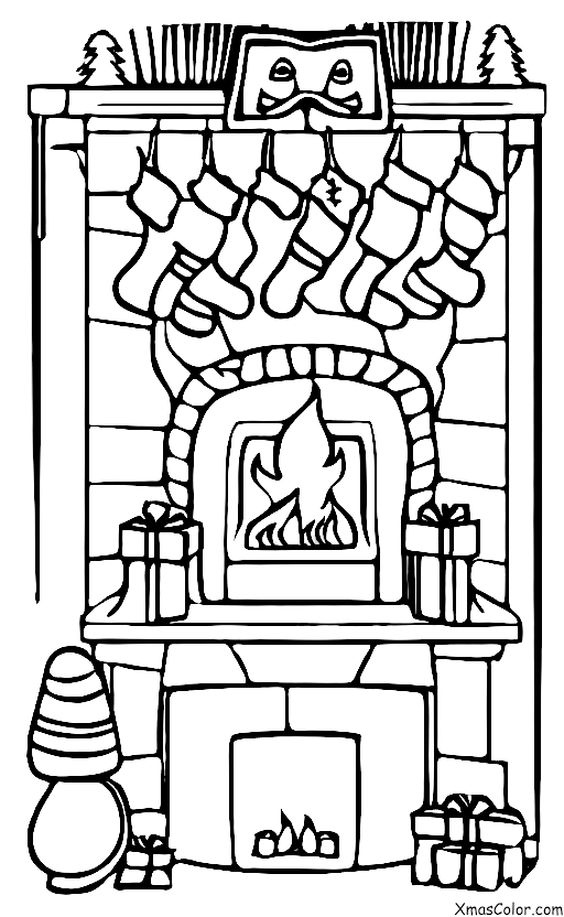 Christmas / Fireplaces: A fireplace with a roaring fire
