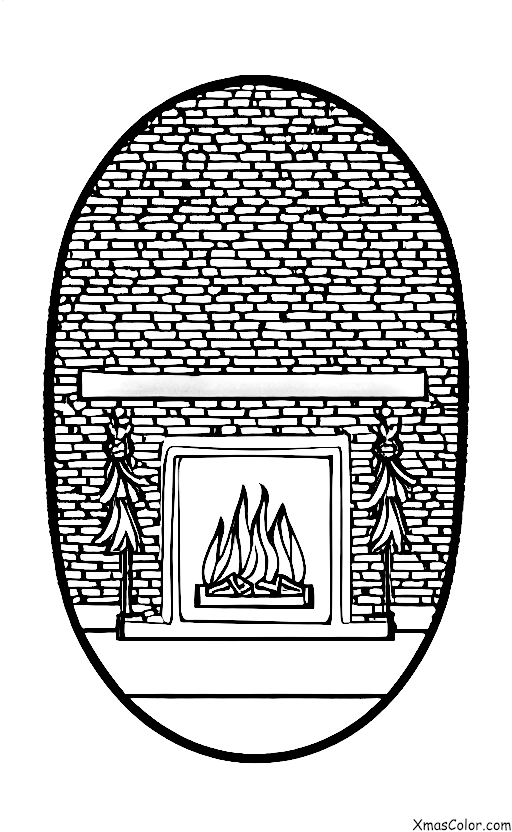 Christmas / Fireplaces: A fireplace with a warm fire burning