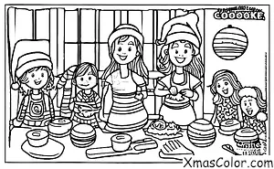 Christmas / Friends: 6 friends baking Christmas cookies