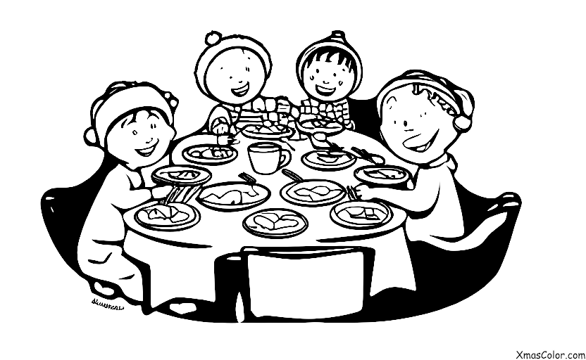 Christmas / Friends: Christmas friends sharing a meal