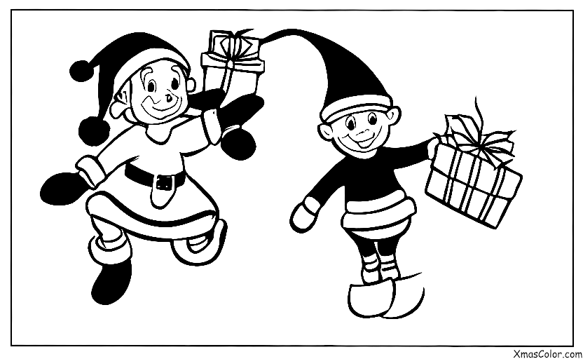 Christmas / Funny Christmas: A Christmas elf trying to catch Santa's sleigh