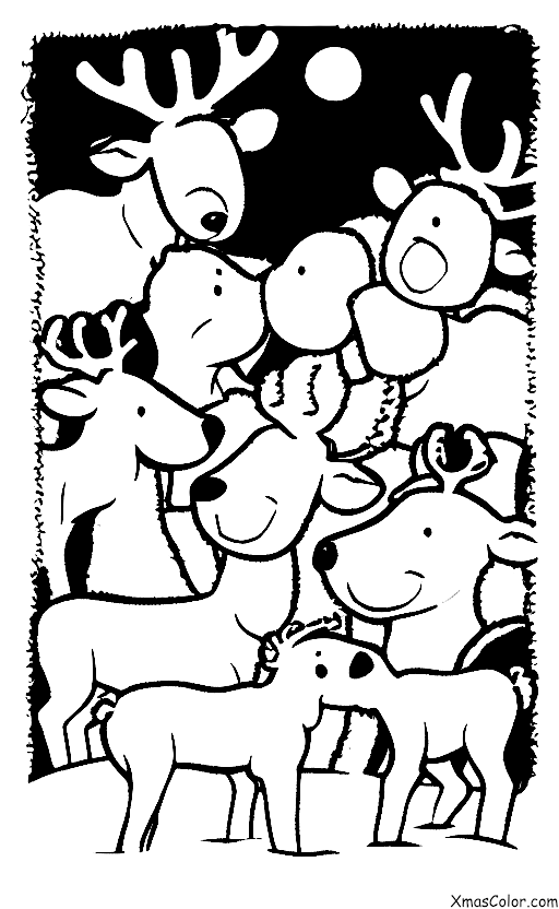 Christmas / Funny Christmas: A group of reindeer playing in the snow