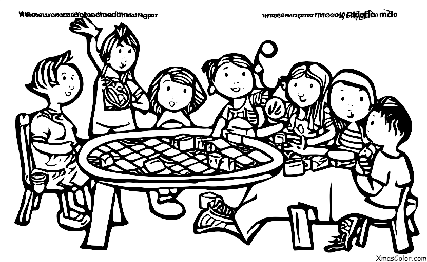 Christmas / Games: A group of friends playing a board game