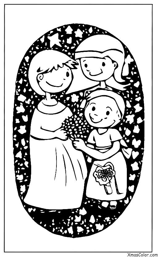 Christmas / Giving: A boy giving a girl a flower