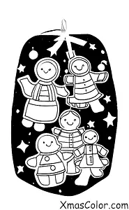 Christmas / Hanging Christmas Ornaments: A family hanging ornaments together