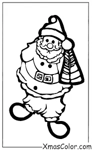 Christmas / Hanging Christmas Ornaments: Santa and his elves hanging Christmas ornaments