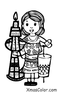 Christmas / Hanukkah: A child lighting the menorah