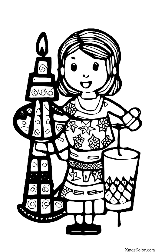 Christmas / Hanukkah: A child lighting the menorah