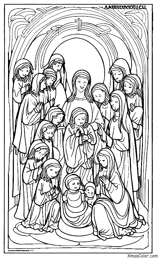 Christmas / Hark! The Herald Angels Sing: The angelic choir singing in front of the baby Jesus