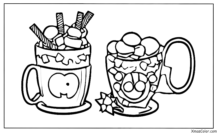 Christmas / Hot Cocoa: A mug of hot chocolate with a gingerbread man