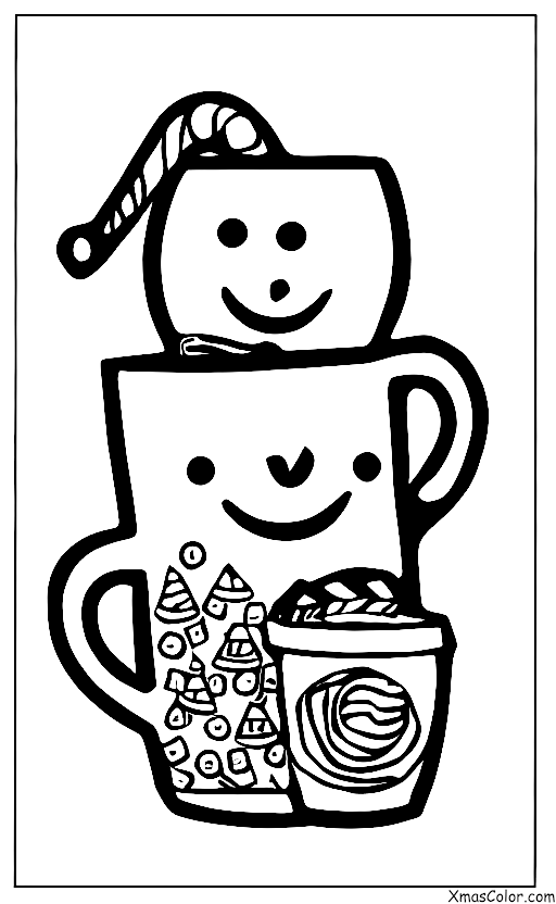 Christmas / Hot Cocoa: A mug of hot chocolate with a snowman