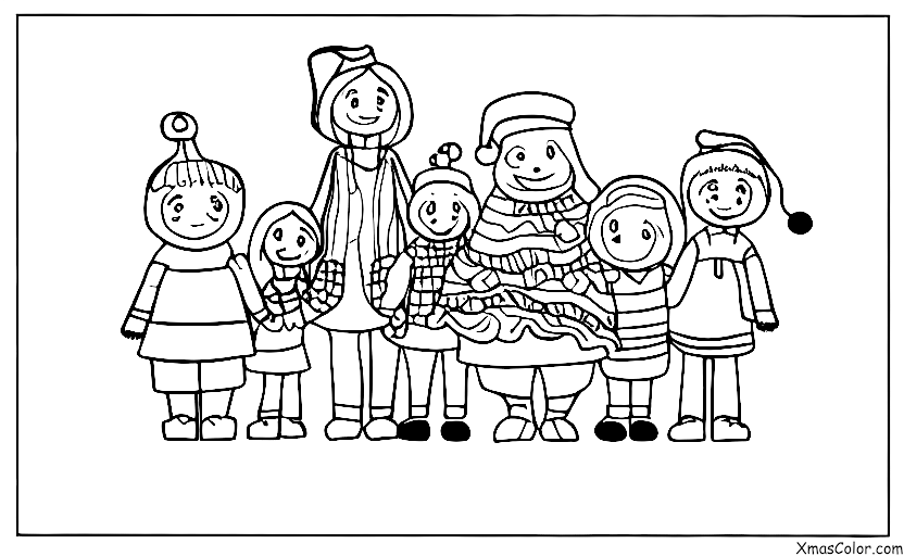 Christmas / I'll Be Home for Christmas: A family gathered around the Christmas tree