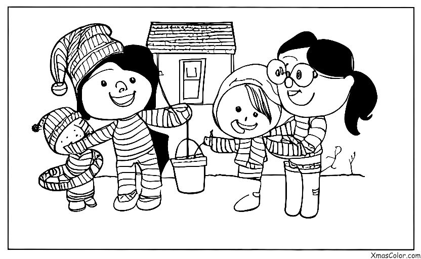 Christmas / I'll Be Home for Christmas: A family putting up Christmas lights outside their home