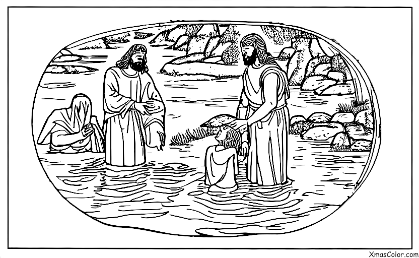 Christmas / Jesus' Birthday: Jesus being baptised in the River Jordan
