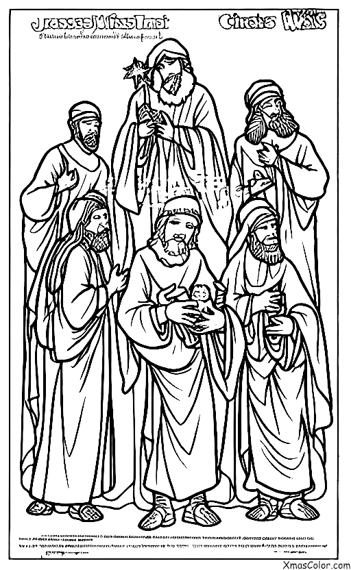 Christmas / Jesus' Birthday: The three wise men presenting their gifts to Jesus