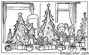 Christmas / Joy to the World: A family opening presents on Christmas morning