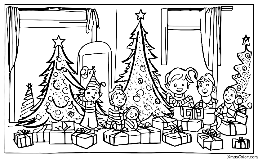 Christmas / Joy to the World: A family opening presents on Christmas morning