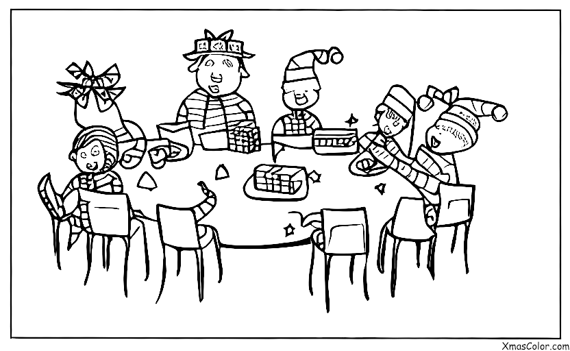 Christmas / Joy: A group of friends sharing a Secret Santa gift