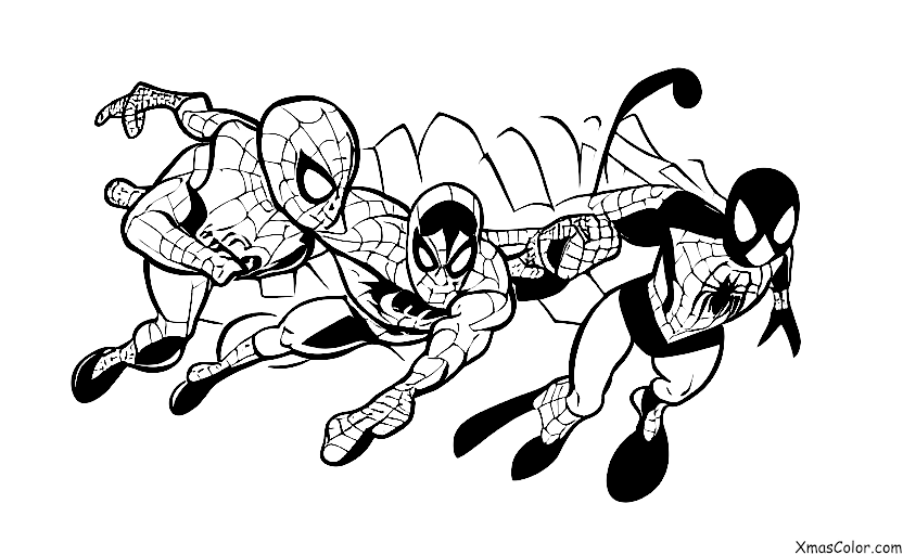 Christmas / Marvel Christmas: Spider-Man swinging through the city to save Christmas