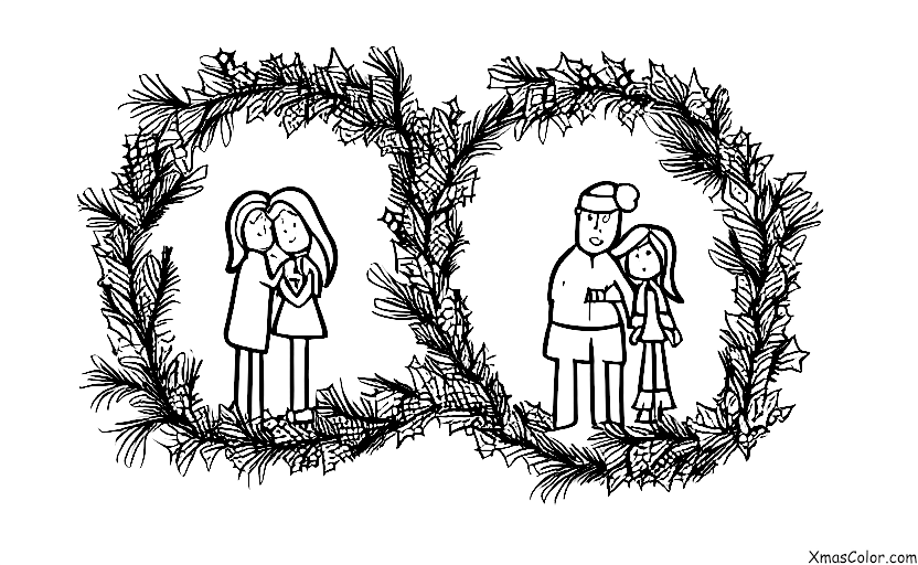 Christmas / Mistletoe: A couple standing under the mistletoe