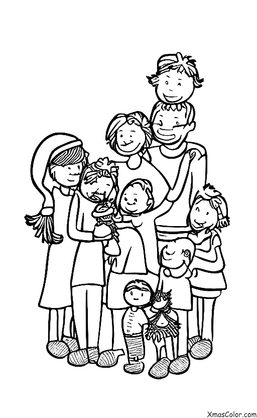 Christmas / Mistletoe: A family standing under the mistletoe