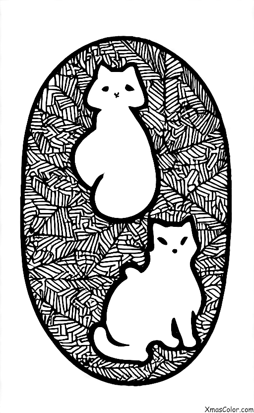 Christmas / Mistletoe: A pet cat or dog standing under the mistletoe