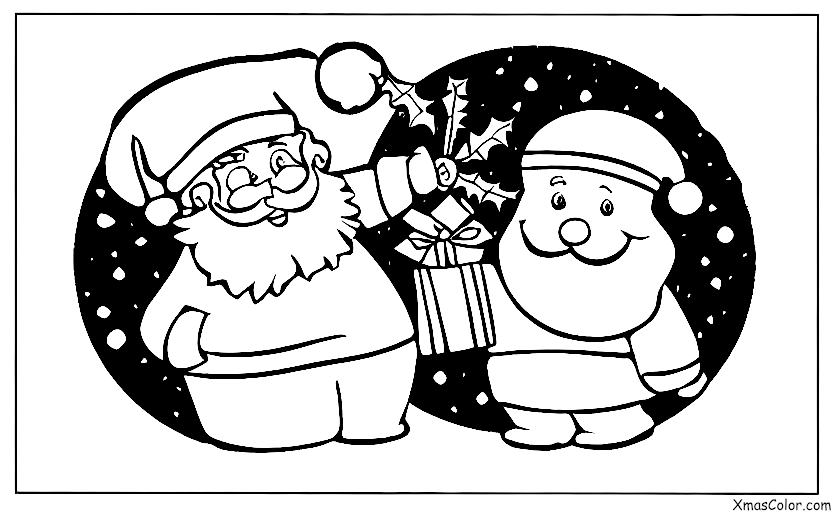 Christmas / Mistletoe: Santa standing under the mistletoe