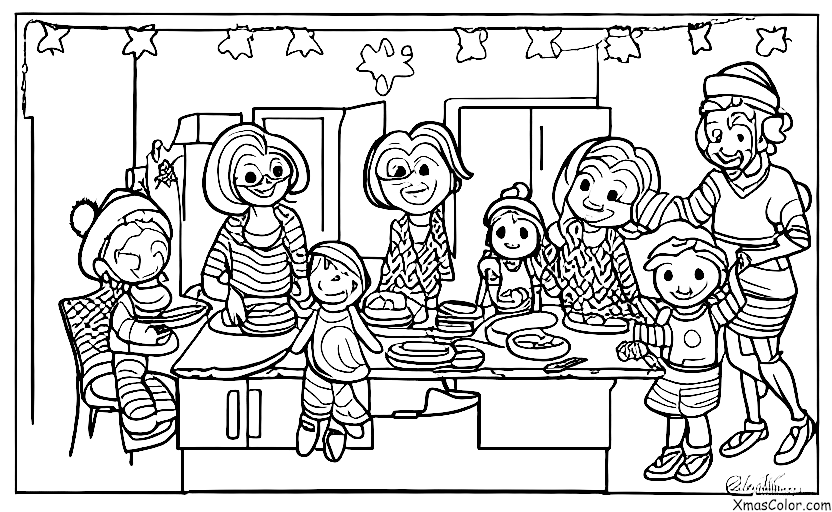 Christmas / Modern Christmas: A family baking cookies together