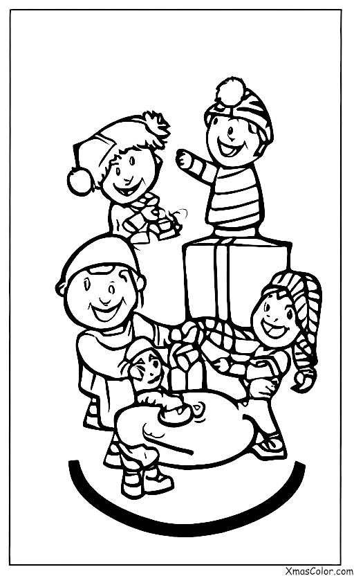 Christmas / Modern Christmas: A family decorating their Christmas tree