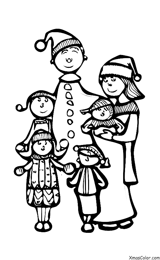 Christmas / Modern Christmas: A family going Christmas caroling