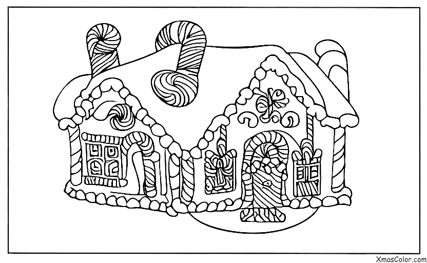 Christmas / Modern Christmas: A family making gingerbread houses