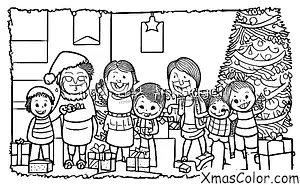 Christmas / Modern Christmas: A family opening presents on Christmas morning