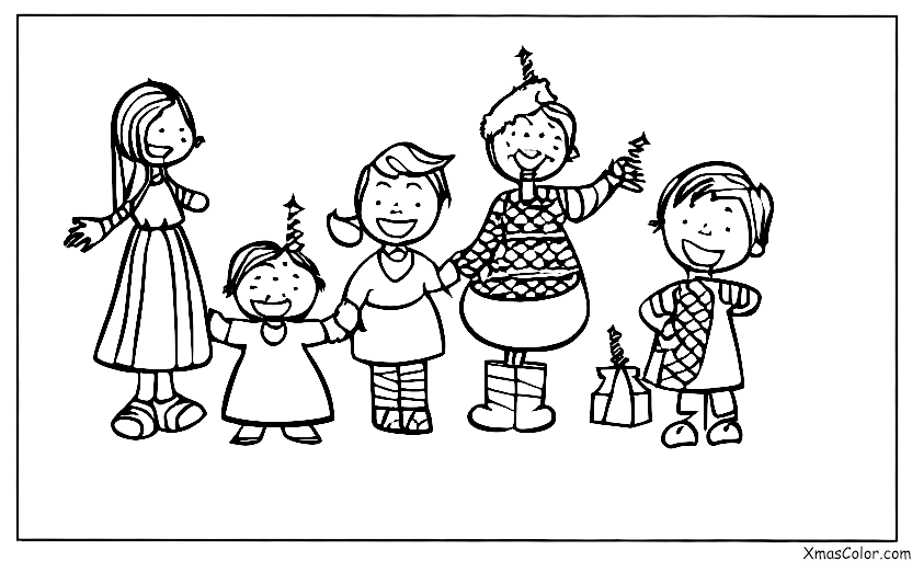 Christmas / Modern Christmas: A family putting up a Christmas tree together