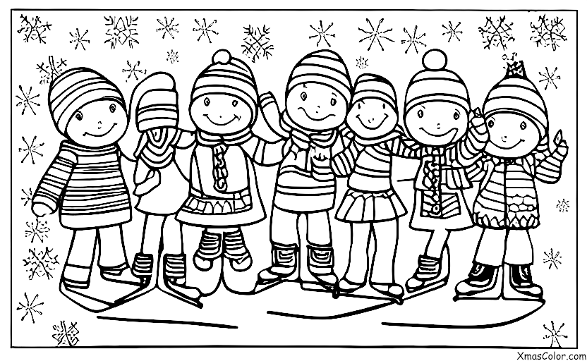 Christmas / Modern Christmas: A group of friends going ice skating