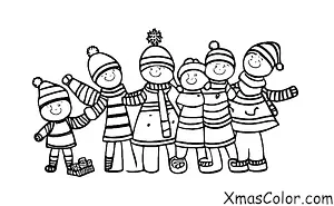 Christmas / Modern Christmas: A group of friends playing in the snow