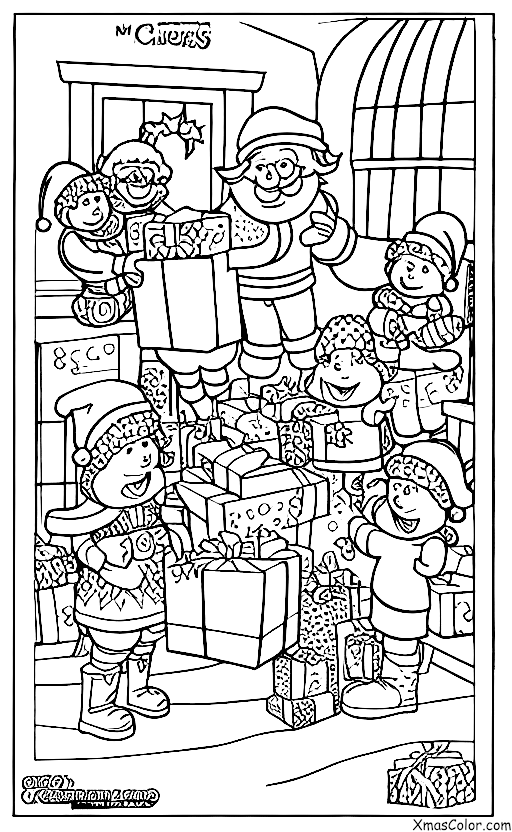Christmas / Mr. & Mrs. Claus: Mr. & Mrs. Claus delivering presents to children