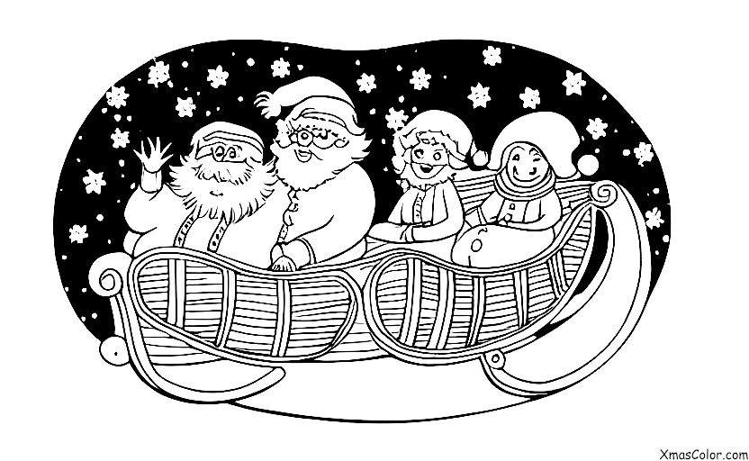 Christmas / Mrs. Claus: Mrs. Claus and Santa in their sleigh