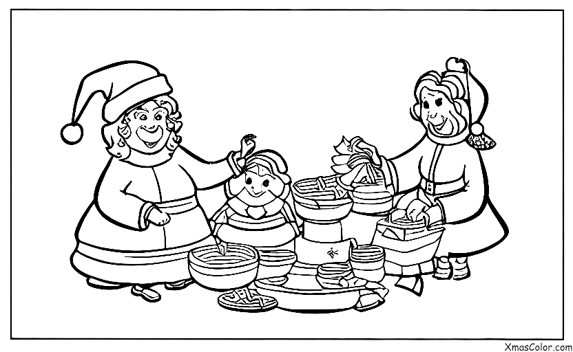 Christmas / Mrs. Claus: Mrs. Claus feeding the reindeer