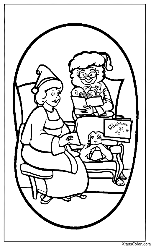 Christmas / Mrs. Claus: Mrs. Claus reading a story to children